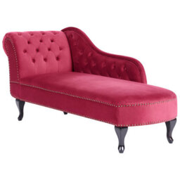 Beliani Left-Hand Chaise Longue Nimes Velvet Burgundy - thumbnail 4
