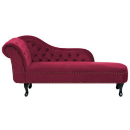 Beliani Left-Hand Chaise Longue Nimes Velvet Burgundy