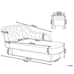 Beliani Left-Hand Chaise Longue Nimes Velvet Burgundy - thumbnail 3
