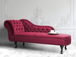 Beliani Left-Hand Chaise Longue Nimes Velvet Burgundy - thumbnail 2