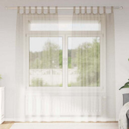 Berkfield Curtains With Curtains 2 Pcs Sand Polyester - thumbnail 1