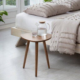 MH London Tora Triangle Solid Wood Side Table Living Room Wooden Side Table Bedside Walnut End Table - thumbnail 1