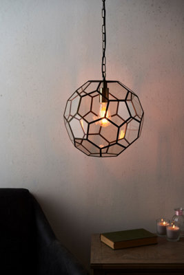 Anson Lighting Ryecroft Antique Brass And Clear Glass Single Light Ceiling Pendant - image 1