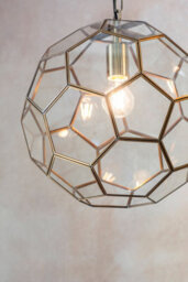 Anson Lighting Ryecroft Antique Brass And Clear Glass Single Light Ceiling Pendant - thumbnail 3