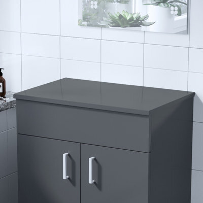 Nes Home 505mm Anthracite Mdf Bathroom Worktop For Vanity Cabinet - image 1