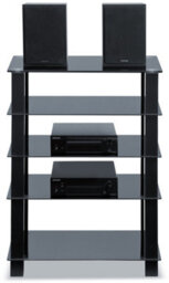 Centurion Supports Trinity Black 5 Shelf With Black Legs Flat Screen Tv Rack Glass Stand - thumbnail 2