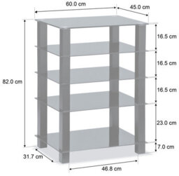 Centurion Supports Trinity Black 5 Shelf With Black Legs Flat Screen Tv Rack Glass Stand - thumbnail 6