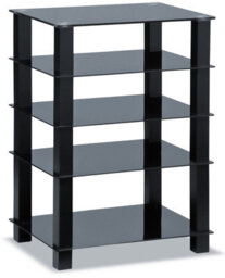 Centurion Supports Trinity Black 5 Shelf With Black Legs Flat Screen Tv Rack Glass Stand - thumbnail 4