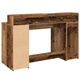 Berkfield Desk With Led Lights Old Wood 140X55X91 Cm Engineered Wood - thumbnail 8
