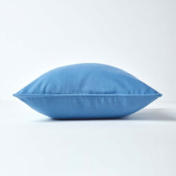 Homescapes Cotton Plain Air Force Blue Rectangular Cushion Cover, 30 X 50 Cm - thumbnail 2