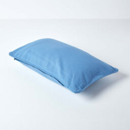 Homescapes Cotton Plain Air Force Blue Rectangular Cushion Cover, 30 X 50 Cm - thumbnail 3