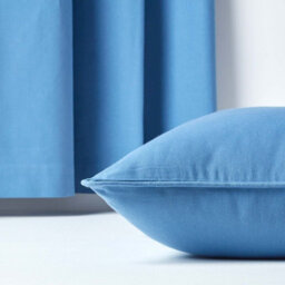 Homescapes Cotton Plain Air Force Blue Rectangular Cushion Cover, 30 X 50 Cm - thumbnail 5