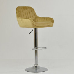 Lakeland Furniture Blair Latte Cream Velvet Chrome Gas Lift Bar Stool - thumbnail 4