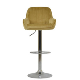Lakeland Furniture Blair Latte Cream Velvet Chrome Gas Lift Bar Stool