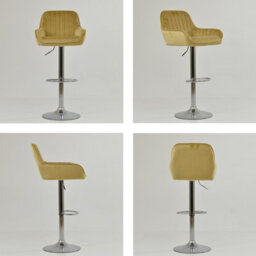 Lakeland Furniture Blair Latte Cream Velvet Chrome Gas Lift Bar Stool - thumbnail 2