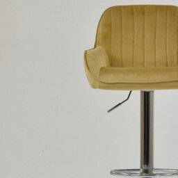 Lakeland Furniture Blair Latte Cream Velvet Chrome Gas Lift Bar Stool - thumbnail 7