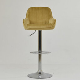 Lakeland Furniture Blair Latte Cream Velvet Chrome Gas Lift Bar Stool - thumbnail 3