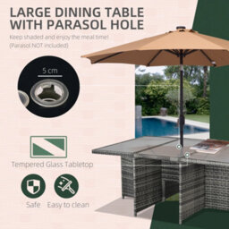 Outsunny 11Pc Garden Rattan Dining Set Cushion Patio Table Chair Conservatory - thumbnail 5