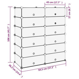 Berkfield Shoe Rack Black 94.5X36.5X106 Cm Pp - thumbnail 8