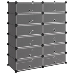 Berkfield Shoe Rack Black 94.5X36.5X106 Cm Pp - thumbnail 2