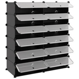 Berkfield Shoe Rack Black 94.5X36.5X106 Cm Pp - thumbnail 6