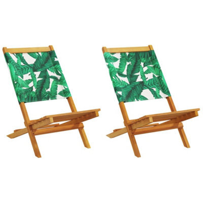 Berkfield Garden Chairs 2 Pcs Leaf Pattern Solid Wood Acacia And Fabric - image 1
