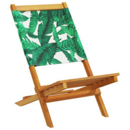 Berkfield Garden Chairs 2 Pcs Leaf Pattern Solid Wood Acacia And Fabric - thumbnail 3