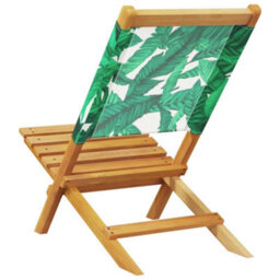 Berkfield Garden Chairs 2 Pcs Leaf Pattern Solid Wood Acacia And Fabric - thumbnail 7