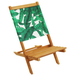 Berkfield Garden Chairs 2 Pcs Leaf Pattern Solid Wood Acacia And Fabric - thumbnail 4