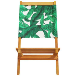 Berkfield Garden Chairs 2 Pcs Leaf Pattern Solid Wood Acacia And Fabric - thumbnail 5