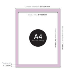 A4 Lilac Picture Frame Fits A4 (21 X 29.7Cm - 8.3 X 11.7In) Poster, Photo, Artwork, Or Print. - thumbnail 2