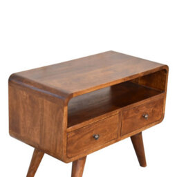 Artisan Furniture Solid Wood Mini Chestnut Curved Media Unit With 2 Drawers - thumbnail 5