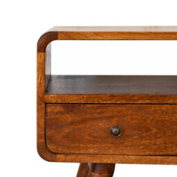 Artisan Furniture Solid Wood Mini Chestnut Curved Media Unit With 2 Drawers - thumbnail 4