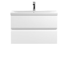 Hudson Reed Urban 810mm Satin White Wall Hung 2 Drawer Vanity Unit And Ceramic Basin With Silent Close, 540 X 810 X 390mm - thumbnail 4