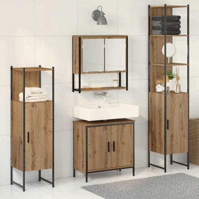 Berkfield 4 Piece Bathroom Furniture Set Artisan Oak Engineered Wood - image 1