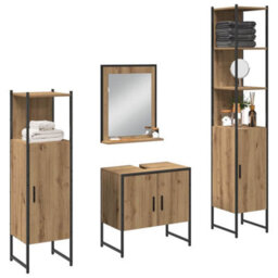 Berkfield 4 Piece Bathroom Furniture Set Artisan Oak Engineered Wood - thumbnail 3