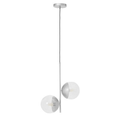 Orsina  Chrome Finish 2 Bulb Pendant Light, Scandi Style Ceiling Lamp For Hallway, Double Globe Hanging Lamp - image 1