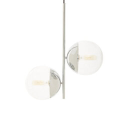 Orsina  Chrome Finish 2 Bulb Pendant Light, Scandi Style Ceiling Lamp For Hallway, Double Globe Hanging Lamp - thumbnail 5