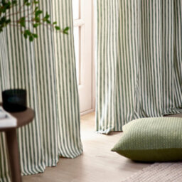 Yard Hebden Striped Cotton Blackout Eyelet Curtains, Forest Green, (W) 117 X (D) 137Cm - thumbnail 3