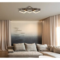 Luminosa Lighting Luminosa Syrakus Tripple Square Semi Flush Ceiling Light Matt Coffee Led 3000K - thumbnail 2
