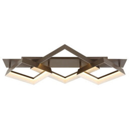 Luminosa Lighting Luminosa Syrakus Tripple Square Semi Flush Ceiling Light Matt Coffee Led 3000K - thumbnail 4