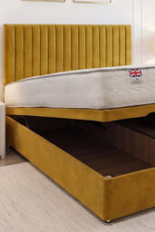 "Knight Sleep Emily Ottoman Bed Mustard Plush 2Ft6 With Mattress & 24""headboard - Small Single" - thumbnail 2