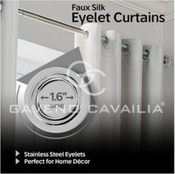 Gc Gaveno Cavailia Silk Sheen Eyelet Curtain 90X108 Silver 100% Polyester Ring Top Fully Lined Drapes - thumbnail 4