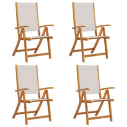 Folding Garden Chairs 4 Pcs Solid Wood Acacia And Textilene - Cushion Not Included - thumbnail 2