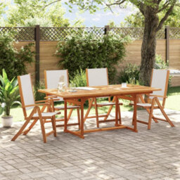 Folding Garden Chairs 4 Pcs Solid Wood Acacia And Textilene - Cushion Not Included - thumbnail 1
