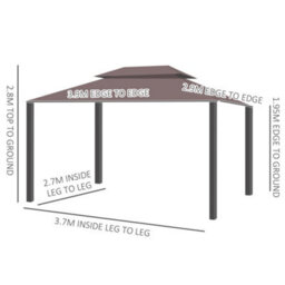 Outsunny 3X4M 2-Tier Gazebo Aluminium Garden Marquee Party Tent Coffee - thumbnail 3