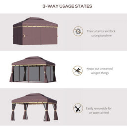 Outsunny 3X4M 2-Tier Gazebo Aluminium Garden Marquee Party Tent Coffee - thumbnail 7