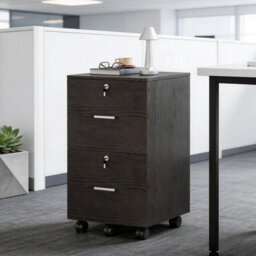 Wooden File Cabinet For A4 & Letter,2 Drawers Rolling File Organiser Black