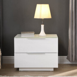 Furniture in Fashion Fresh Bedside Cabinet In White Glass Top And High Gloss - thumbnail 2