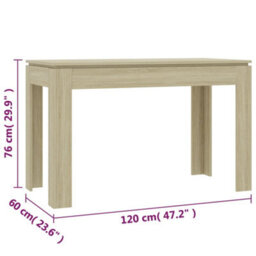 Berkfield Dining Table Sonoma Oak 120X60X76 Cm Engineered Wood - thumbnail 6